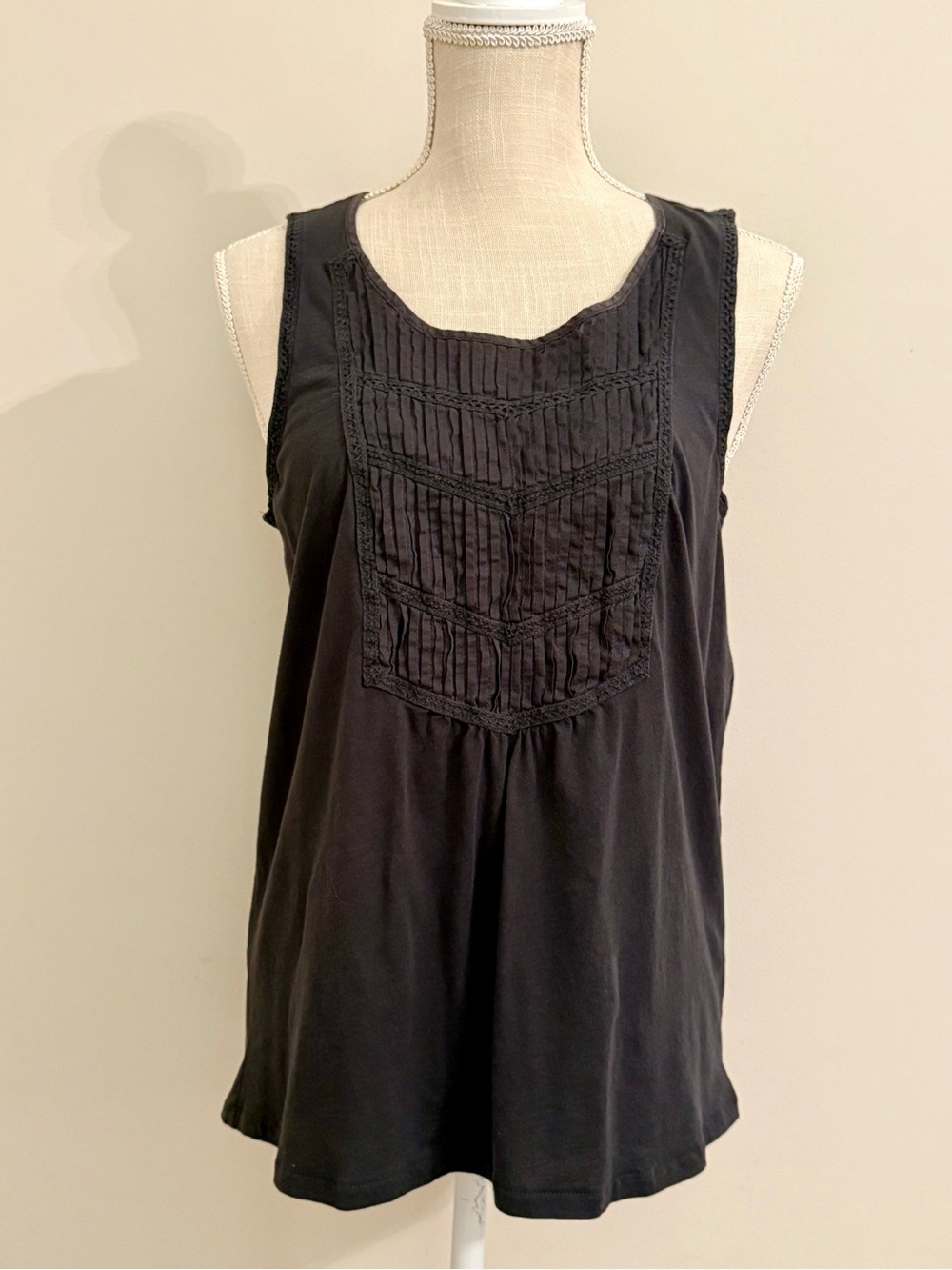 J. Crew Dark Gray Pleated Bib Tank Top
